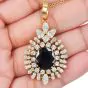 Sapphire Diamond 18K Gold Halo Pendant|Dover Jewelry|