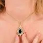 Sapphire Diamond 18K Gold Halo Pendant|Dover Jewelry|