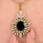Sapphire Diamond 18K Gold Halo Pendant|Dover Jewelry|