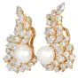 10.00 carats Diamond Pearl 18K Gold Climber Cocktail Earrings|Dover Jewelry|
