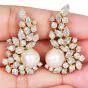 10.00 carats Diamond Pearl 18K Gold Climber Cocktail Earrings|Dover Jewelry|