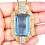 Vintage Aquamarine 49.80carat Diamond 14K Gold Pendant Enhancer