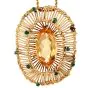 Vintage Retro Citrine 35.70cts Emerald 14K Gold Brooch Pendant