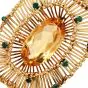 Vintage Retro Citrine 35.70cts Emerald 14K Gold Brooch Pendant