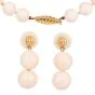 Estate Angle Hair 12mm Coral 14K Gold Necklace Earring Set