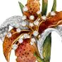 Vintage Italian Enamel  6.25cts Diamond 18K Gold Lily Brooch