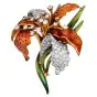 Vintage Italian Enamel  6.25cts Diamond 18K Gold Lily Brooch