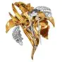 Vintage Italian Enamel  6.25cts Diamond 18K Gold Lily Brooch