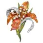 Vintage Italian Enamel  6.25cts Diamond 18K Gold Lily Brooch