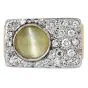 Vintage Cat's Eye Diamond 18K Gold Signet Men Ring