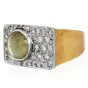 Vintage Cat's Eye Diamond 18K Gold Signet Men Ring