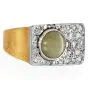 Vintage Cat's Eye Diamond 18K Gold Signet Men Ring