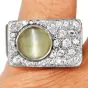 Vintage Cat's Eye Diamond 18K Gold Signet Men Ring