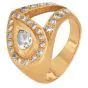 Vintage Pear Diamond Halo 14K Gold Cocktail Ring