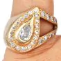 Vintage Pear Diamond Halo 14K Gold Cocktail Ring