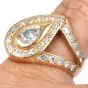 Vintage Pear Diamond Halo 14K Gold Cocktail Ring