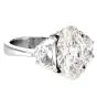 GIA 7.70 Carats Oval Diamond 18k White Gold Engagement Three Stone Ring|Dover Jewelry|