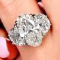 GIA 7.70 Carats Oval Diamond 18k White Gold Engagement Three Stone Ring|Dover Jewelry|