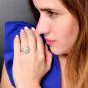 GIA 7.70 Carats Oval Diamond 18k White Gold Engagement Three Stone Ring|Dover Jewelry|