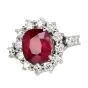 Burmese Antique Cushion Ruby 9.05 carat Diamonds 18K Gold Halo Engagement Ring|Dover Jewelry|