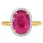  BURMA Ruby 3.65carat Diamond Halo Engagement Gold Ring