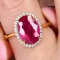  BURMA Ruby 3.65carat Diamond Halo Engagement Gold Ring