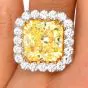 GIA 14.22 Carat Fancy Intense Yellow VVS2 Platinum Engagement Ring-Dover Jewelry