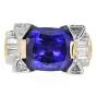 18K Two-Tone Gold Tanzanite 16.03 carats Diamond Cocktail Ring |Dover Jewelry|