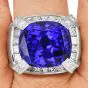 Estate Men's Tanzanite 31.00ct Diamond 18K Gold Large Cocktail Ring|Dover Jewelry|