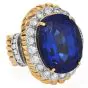 Estate Tanzanite 23.30 carats Diamond 14K Gold Grooved Cocktail Ring |Dover Jewelry |