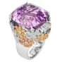Estate Natural Pink Kunzite 41.43 carats Diamond 14K Gold Floral Cocktail Ring|Dover Jewelry|