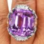 Estate Natural Pink Kunzite 41.43 carats Diamond 14K Gold Floral Cocktail Ring|Dover Jewelry|