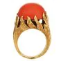 Cartier Circa 1970 Vintage 18K Gold Red Coral Cocktail Ring