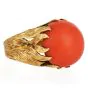 Cartier Circa 1970 Vintage 18K Gold Red Coral Cocktail Ring