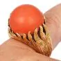 Cartier Circa 1970 Vintage 18K Gold Red Coral Cocktail Ring