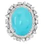 GIA Certified Turquoise 17.76cts Diamond 18k White Gold Cocktail Ring