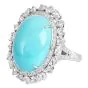 GIA Certified Turquoise 17.76cts Diamond 18k White Gold Cocktail Ring