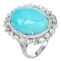 GIA Certified Turquoise 17.76cts Diamond 18k White Gold Cocktail Ring