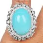 GIA Certified Turquoise 17.76cts Diamond 18k White Gold Cocktail Ring