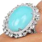 GIA Certified Turquoise 17.76cts Diamond 18k White Gold Cocktail Ring