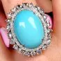 GIA Certified Turquoise 17.76cts Diamond 18k White Gold Cocktail Ring