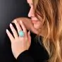 GIA Certified Turquoise 17.76cts Diamond 18k White Gold Cocktail Ring