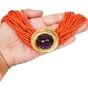 1970s Multi Strand Red Natural Coral Necklace with Jumbi Amytyst Clasp