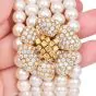Diamond Flower 5Rows Pearl 18K Yellow Gold Cuff Bracelet |Dover Jewelry|