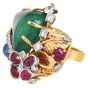 Seaman Schepps 18K Yellow Gold Cabochon Ruby, Emerald, Sapphire & Diamond Ring