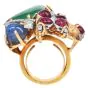Seaman Schepps 18K Yellow Gold Cabochon Ruby, Emerald, Sapphire & Diamond Ring