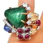 Seaman Schepps 18K Yellow Gold Cabochon Ruby, Emerald, Sapphire & Diamond Ring