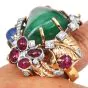 Seaman Schepps 18K Yellow Gold Cabochon Ruby, Emerald, Sapphire & Diamond Ring