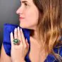 Seaman Schepps 18K Yellow Gold Cabochon Ruby, Emerald, Sapphire & Diamond Ring