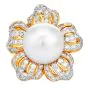 1980s  10mm Pearl & Pave Diamond Platinum Clip-Back Earrings